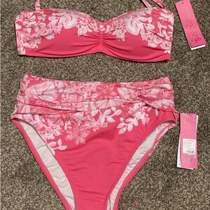 Lilly Pulitzer 8 Pink Shadow Dancer AISLYN & YARROW BIKINI 2pc Swimsuit Set NWT